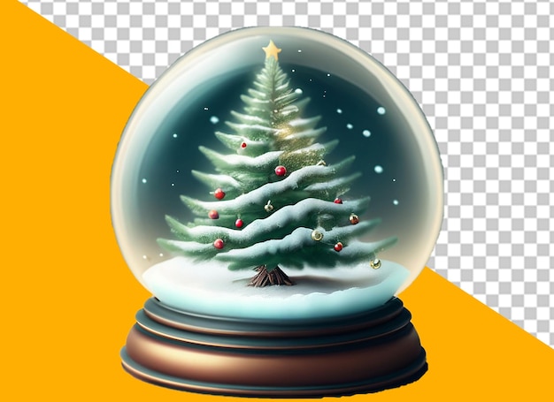 Shiny Christmas Tree In Snow Globe