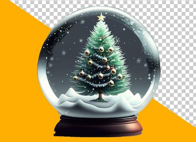 Shiny Christmas Tree In Snow Globe