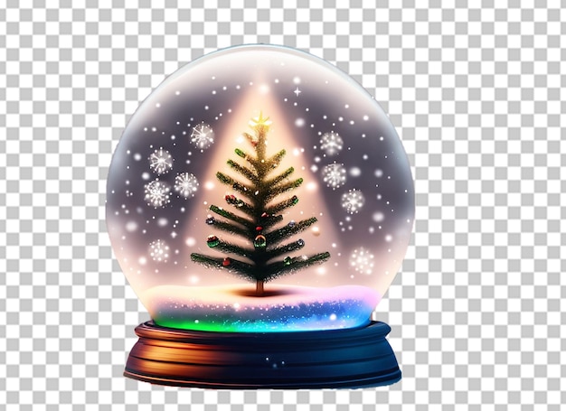 PSD shiny christmas tree in snow globe