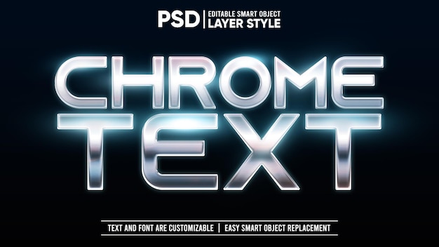 Shiny chrome metallic for movie poster editable layer style smart object text effect mockup