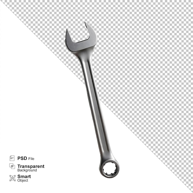 shiny chrome wrench isolated on a transparent background