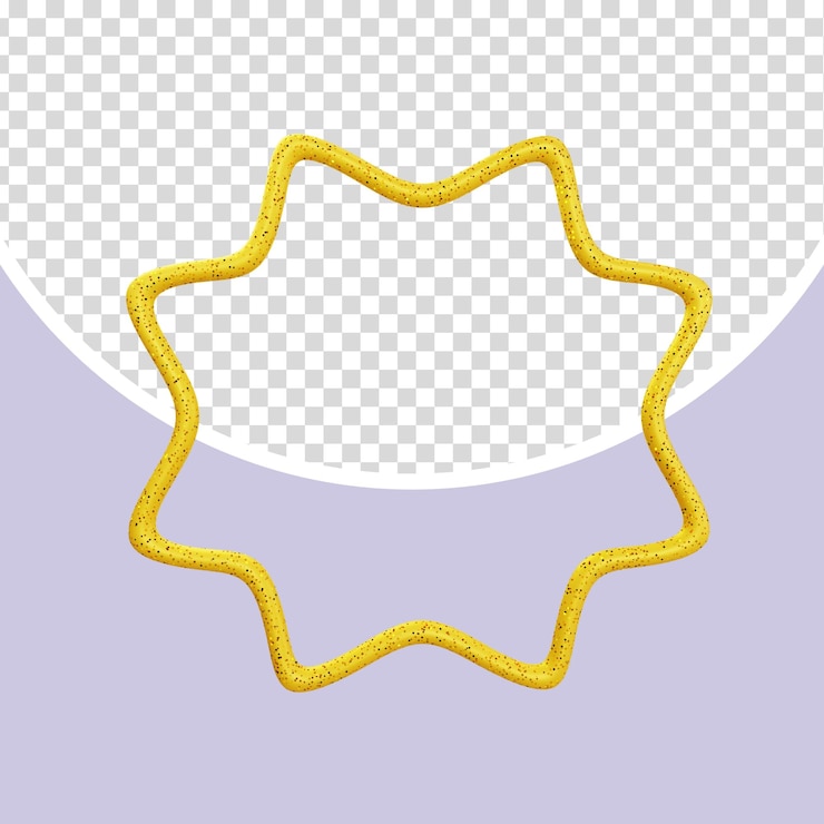 PSD shiny eight point 3d octagram star in yellow glitter