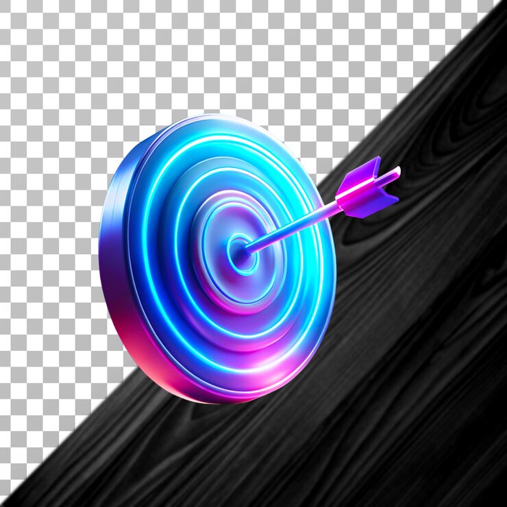 Shiny Futuristic Holographic target Icon with Transparent Background