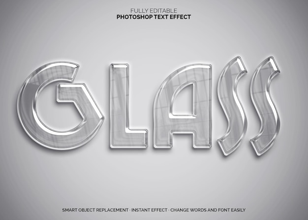 PSD shiny glass texteffect on light background