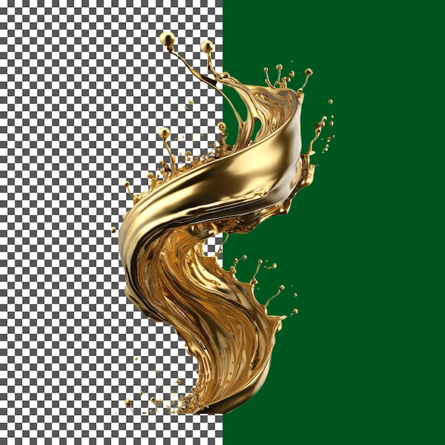 shiny gold fluid splash premium quality on transparent background png psd