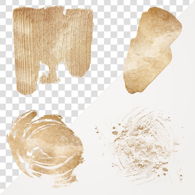 shiny gold paint png sticker brush stroke set