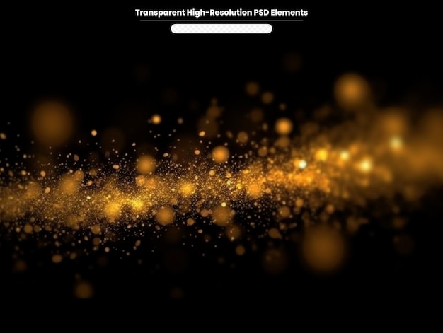 PSD shiny golden fire particles and sparkles abstract magic light transparent background