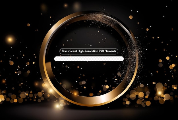 PSD shiny golden premium circle frame transparent background