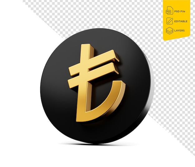 반이는 황금 터키 리라 기호 TL 통화 기호  바탕에 터키 돈 3d 일러스트레이션