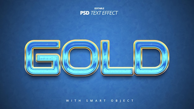 PSD shiny ice blue gold movie title text effect design