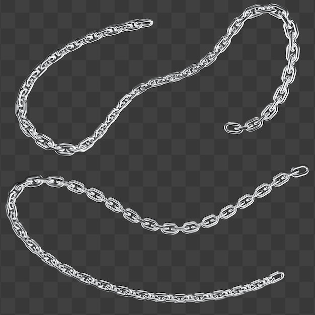 Shiny Metal Chain Seamless and Realistic for Layout Designs Isolated on Transparent Background