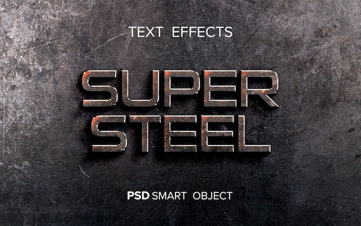 PSD shiny metal text effect