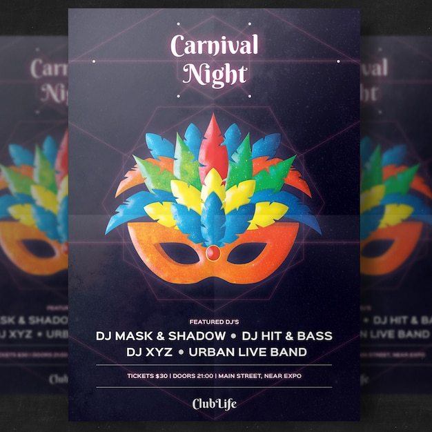 Shiny modern carnival poster mockup