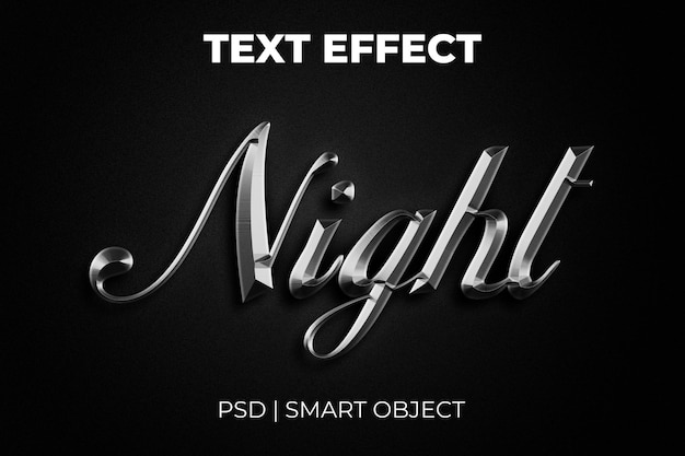 Shiny night metal 3d style text effect