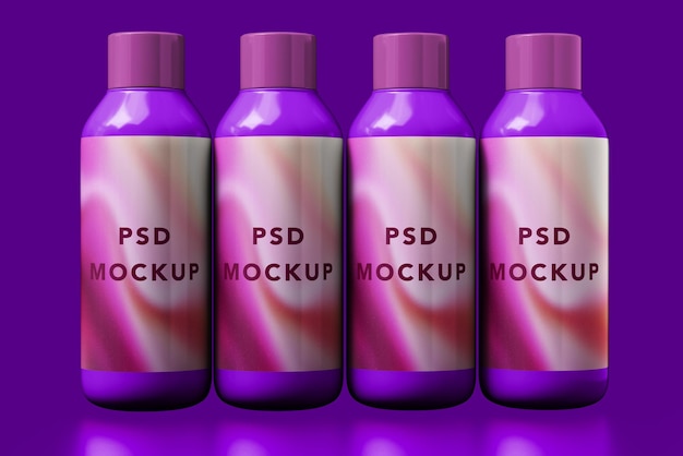 PSD shiny plastic bottle mockups