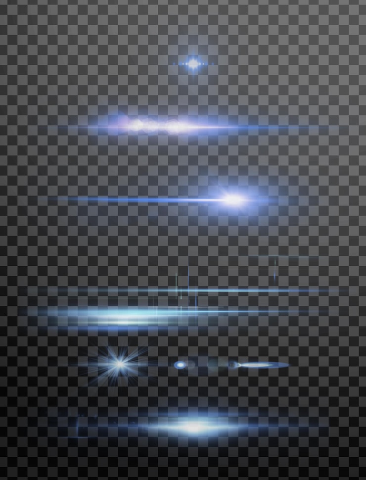 Shiny purple light effect set on a transparent background