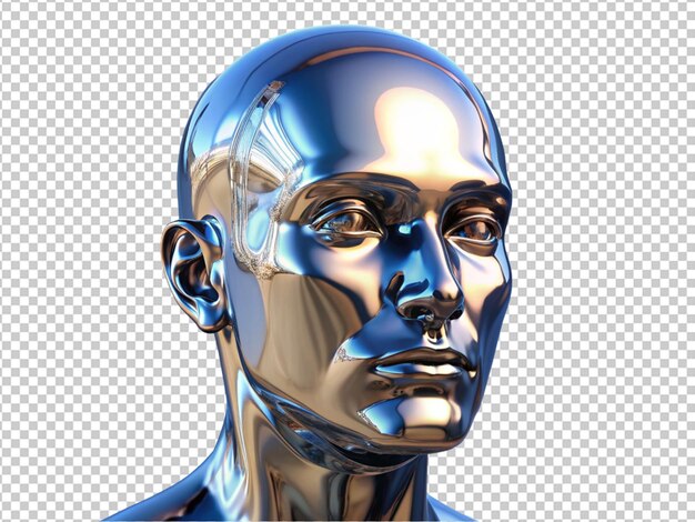 PSD shiny silver head of a face