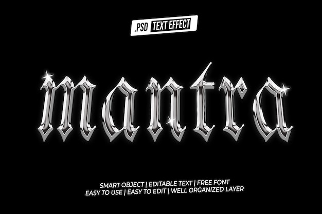Shiny Silver Mantra Text Effect