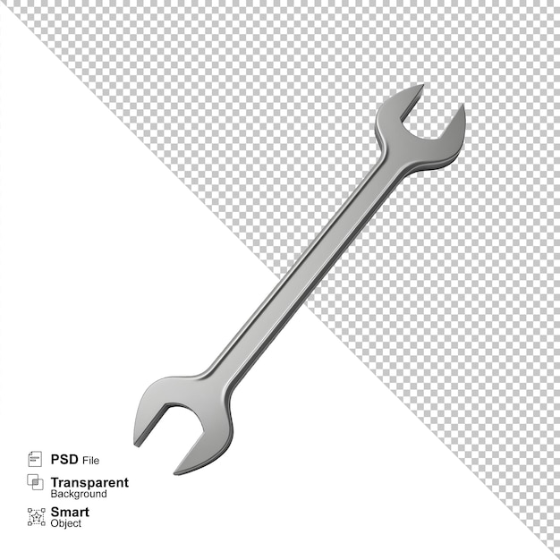 shiny silver wrench tool isolated on transparent background