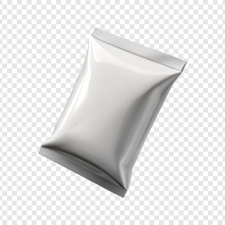 PSD shiny white plastic bag packaging
