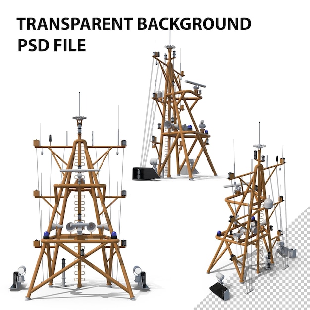 PSD ship mast with radar scanner png