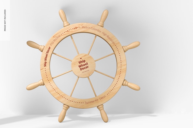 Ship wheel decor mockup, leaned