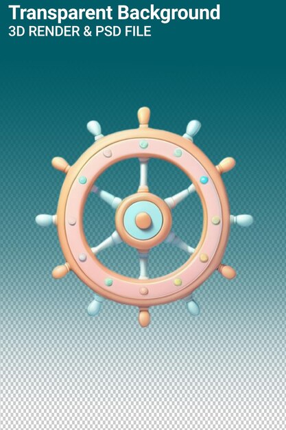 PSD a ship wheel with a blue background and a red wheel with blue and yellow circles