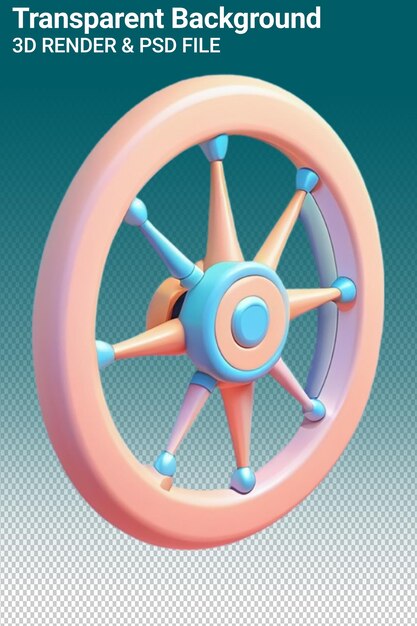 PSD a ship wheel with different colored circles on the bottom