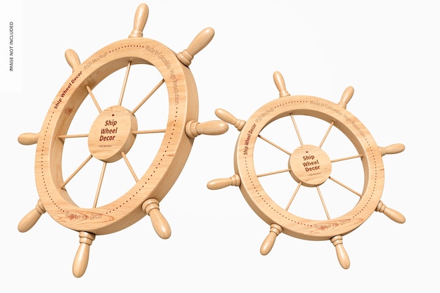 PSD ship wheels decor mockup, drijvend