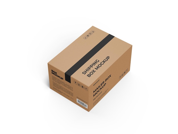 shipping box mockup on white background