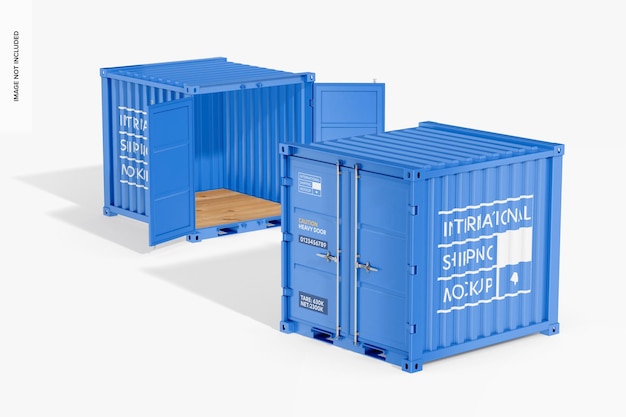 PSD shipping containers mockup