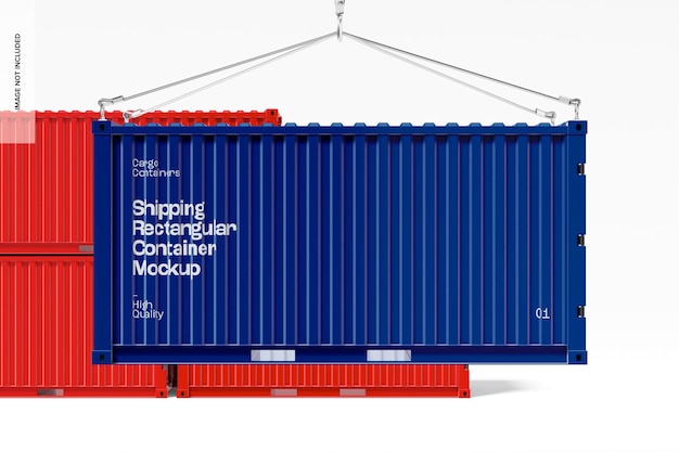 PSD shipping rectangular container mockup, front view