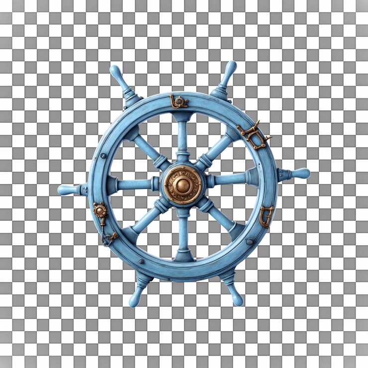 PSD ships wheel nautical steering device with metallic finish