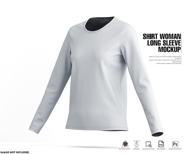 PSD shirt dames mockup met lange mouwen