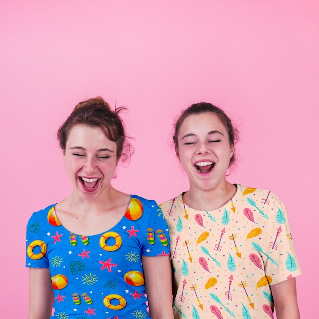 Shirt mockup with young girls