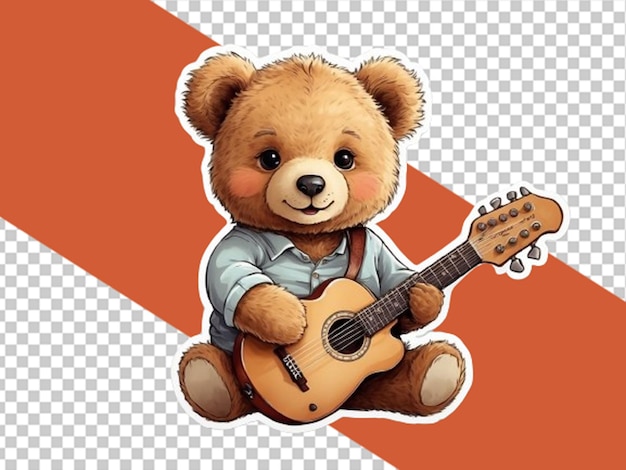 PSD shirt vector baby bear with little guitar