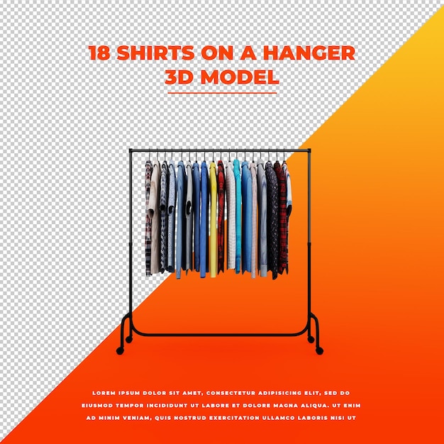 PSD shirts op een hanger 3d geïsoleerd model