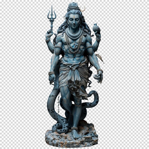 PSD shiva hindu god isolated on transparent background and happy maha shivaratri