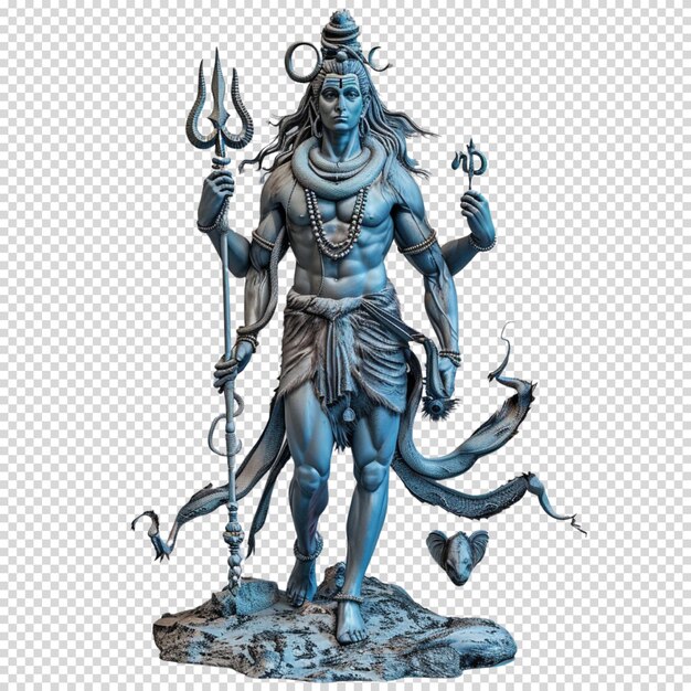 Shiva hindu god isolated on transparent background and happy maha shivaratri