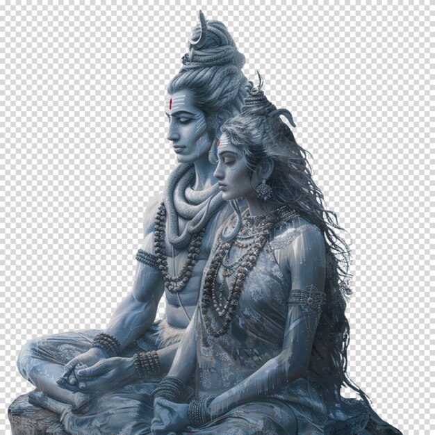 Shiva hindu god isolated on transparent background and happy maha shivaratri