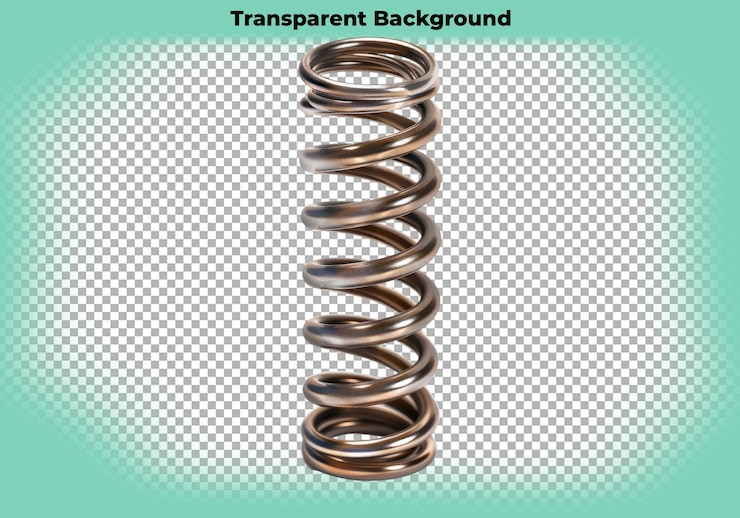 PSD shock absorber spring isolated on transparent background