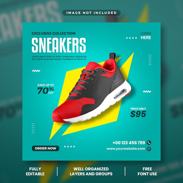 Shoe brand sale promotion instagram social media banner template