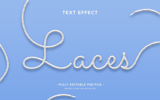 PSD shoe laces text effect