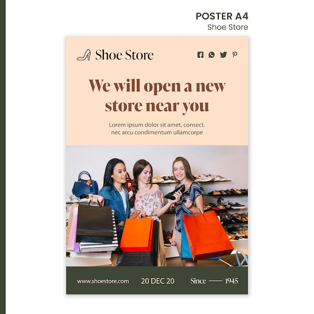 PSD shoe store concept poster template