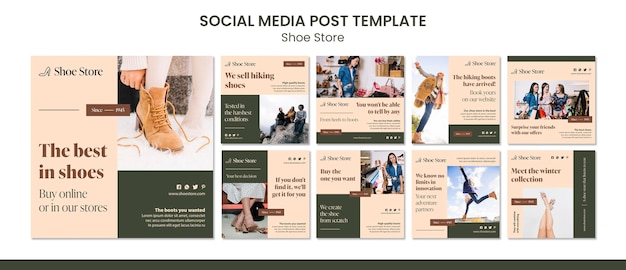 PSD shoe store concept social media post template