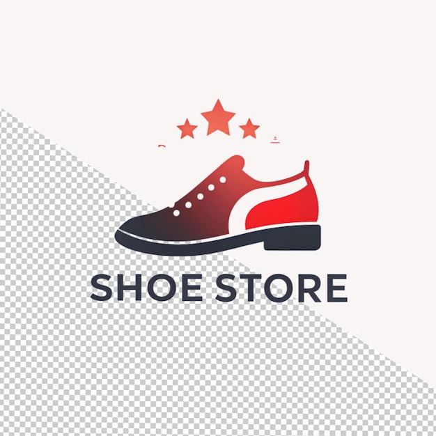PSD shoe store minimalist logo on transparent background