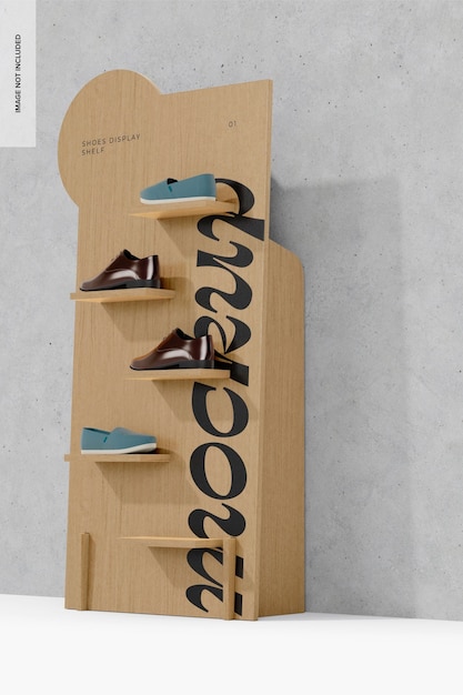 PSD shoes display shelf mockup, right view