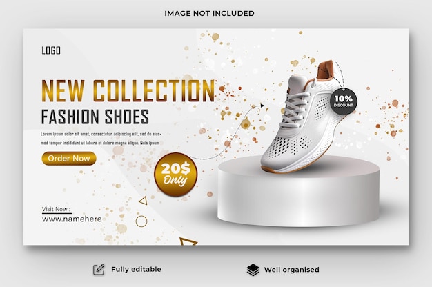 PSD Флэш-распродажа обуви, дизайн баннера в социальных сетях