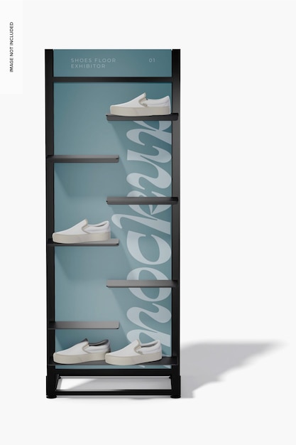 PSD espositore da pavimento per scarpe mockup, vista frontale