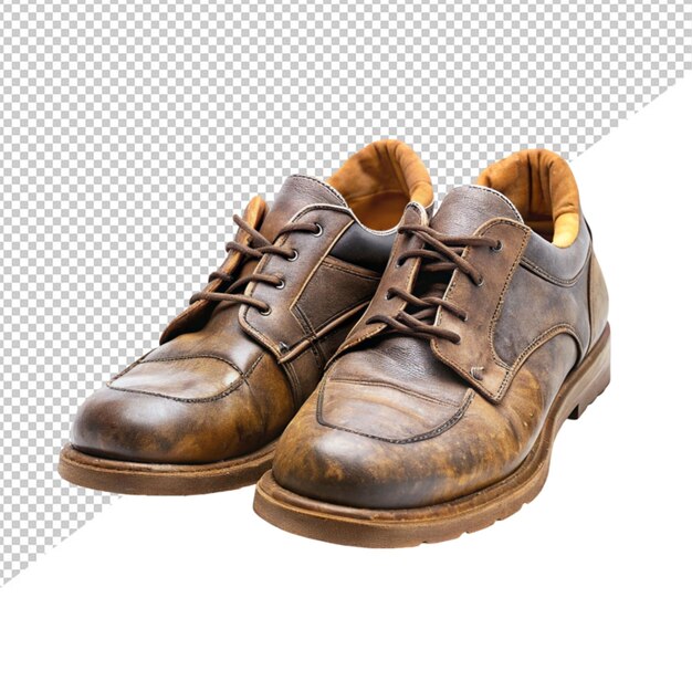 Shoes pair for old man on transparent background